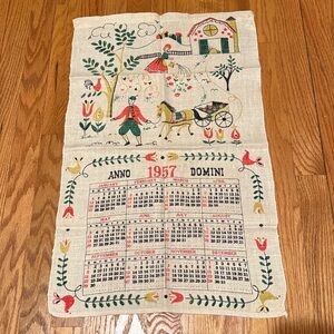 Vintage Linen 1957 Calendar